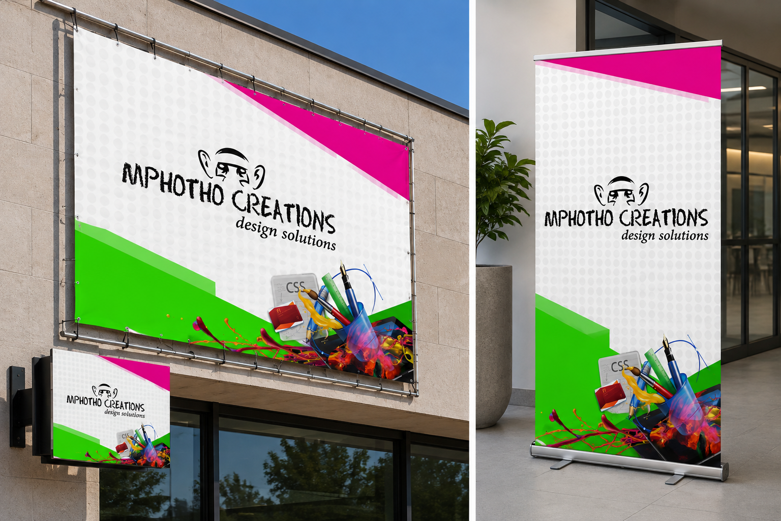 Mphotho Creations exterior and pull-up banners