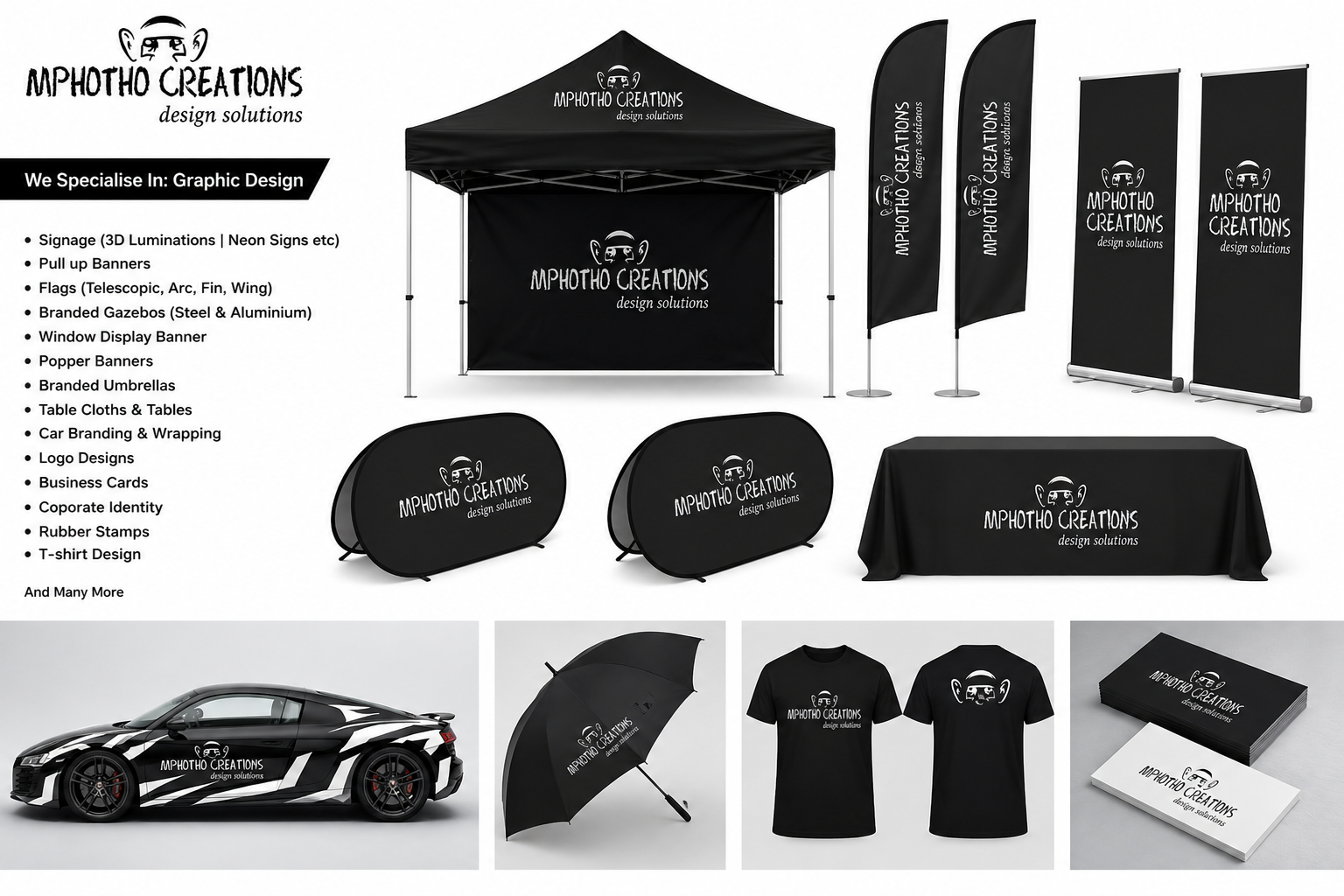Branded gazebo, flags and promotional products